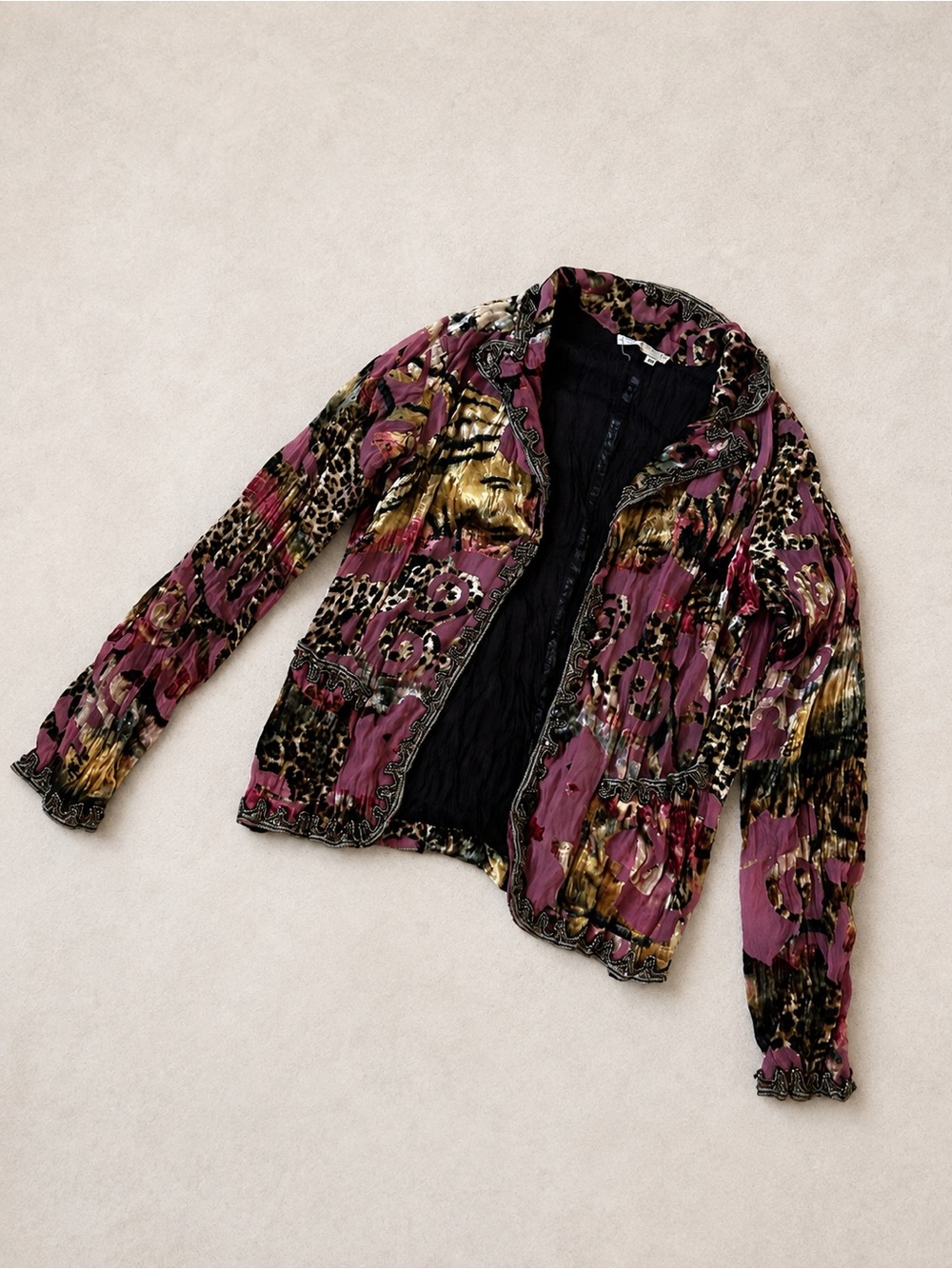 Alberto Makali Purple Multi Velvet Jacket with Gold Accents